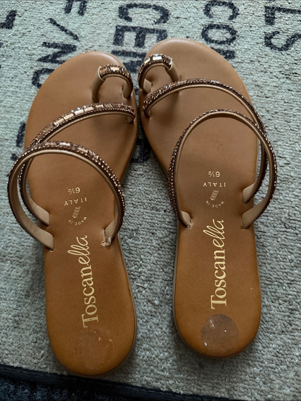 Women's Brown Beaded Toe-Ring Sandals